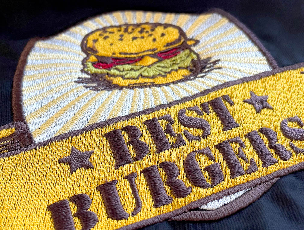 Embroidered logo on a garment (Best Burgers)