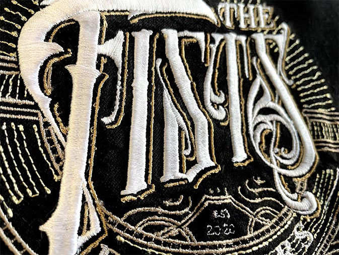 Close-up of a custom embroidered logo